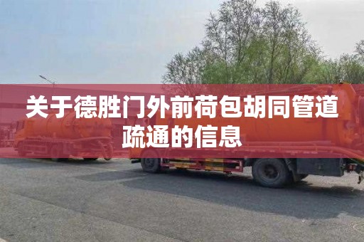 關于德勝門外前荷包胡同管道疏通的信息