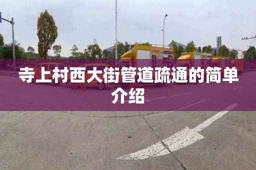 寺上村西大街管道疏通的簡單介紹