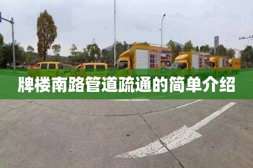 牌樓南路管道疏通的簡單介紹